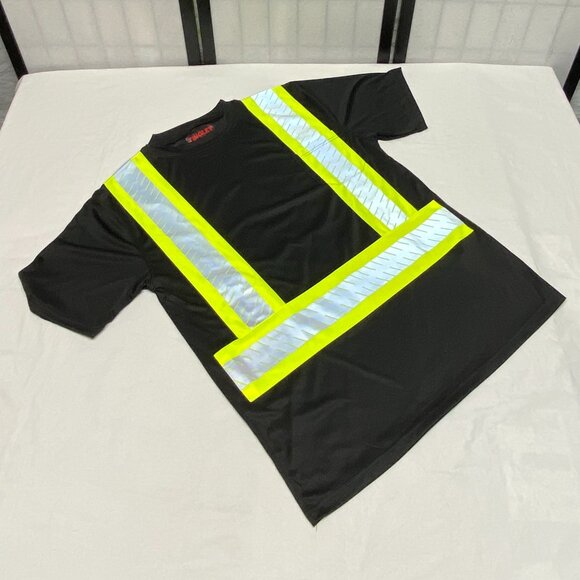 Tingley Job Sight Reflective Safety Tee Shirt XL Black Yellow Hi-Vis Workwear - Picture 8 of 14
